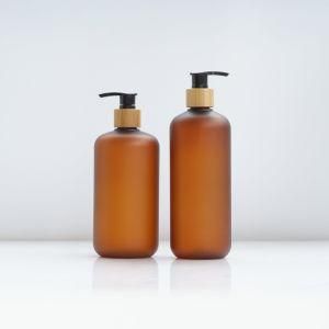 300ml Boston Round Pet Bottle with Bamboo Closure for Cosmetic Packaging