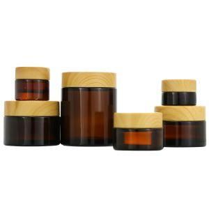 Recyclable Custom Amber Cosmetic Packaging Pet Plastic Jar with Bamboo Lid