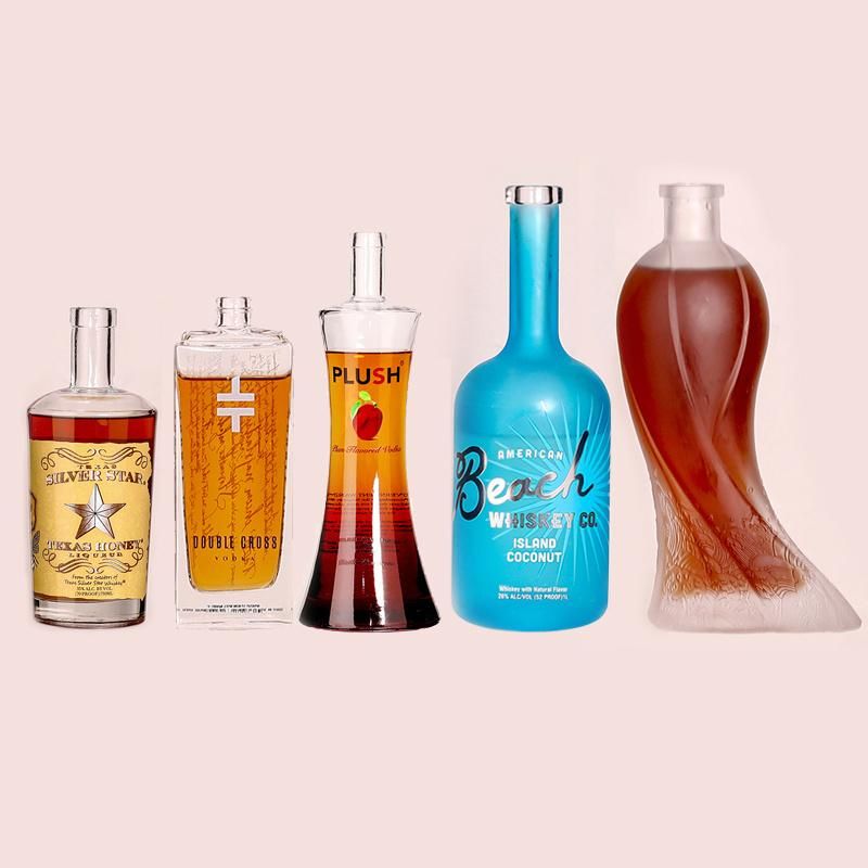 High Quality Empty 750ml Glass Liquor Spirits Wine Brandy Bottle with High Transparency and Whiteness