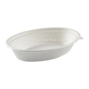 Disposable Oval Bowls: Compostable Heavy Molded Fiber Oval Bowl - Ss-SBB820