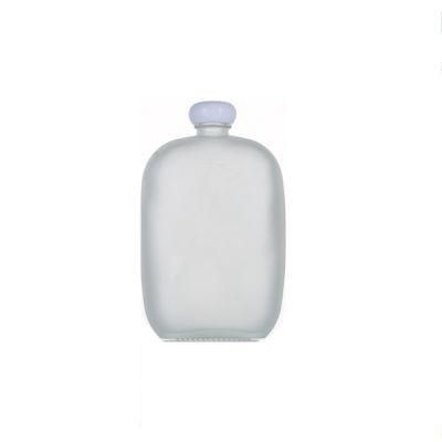 Flat Transparent 500 Ml Whiskey Juice Beverage Drinking Glass Bottle with Plastic Cap