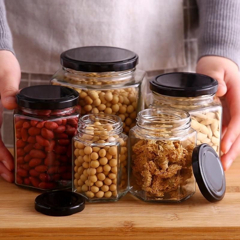 Wholesale 50ml / 100ml / 250ml / 500ml / 1000ml Hexagon Glass Canning Jars