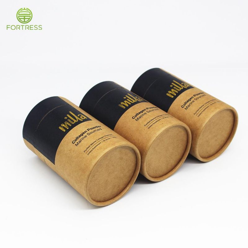 Custom Metal Lid Cardboard Cylinder Biodegradable Tea Paper Tube