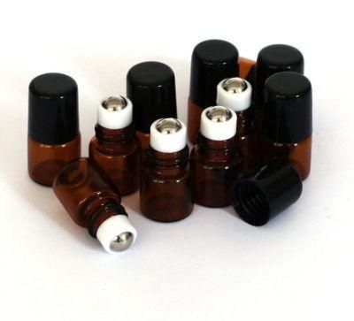 1ml Empty Brown/Amber Glass Bottle with Roller Ball Essential Oil Liquid Container Roll on Bottle