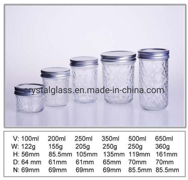 25ml 40ml 100ml 180ml 280ml 380ml 500ml 720ml Transparent Hexagon Glass Royal Honey Jar