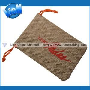 Eco Natural Jute Drawstring Pouch Bag with Logo (E-023)