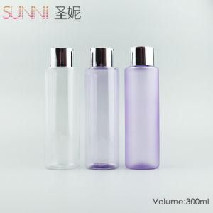 300 Ml Purple Square Shoulder Plastic Refreshing Lotion Bottle with Aluminum Cap
