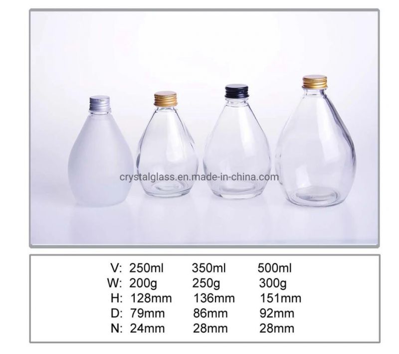 200ml 350ml 500ml Simple Glass Water&Milk&Beverage Bottle with Aluminium Lis