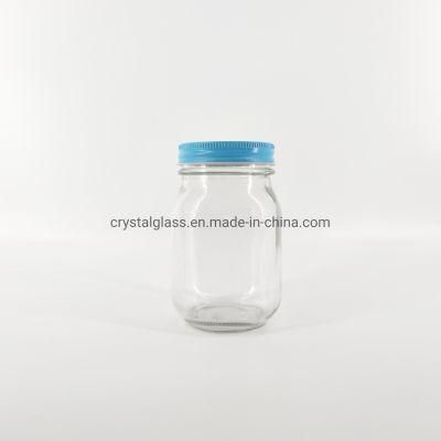16oz Transparent Empty Glass Food Honey Storage Jar Mason Jar with Cap