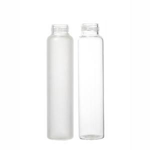 Customized Size High Borosilicate Glass Water Bottles 1000ml in Flint and Frosted Styles with Metal Lids