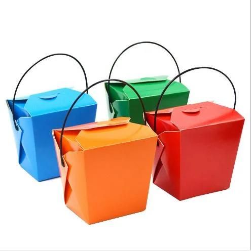 Wholesale Custom Color Printing Loge Kraft Paper White Card Disposable Fast Food Paper Box Fried Chicken Lunch Takeaway Salad Oil-Proof Noodle Lunch Packing