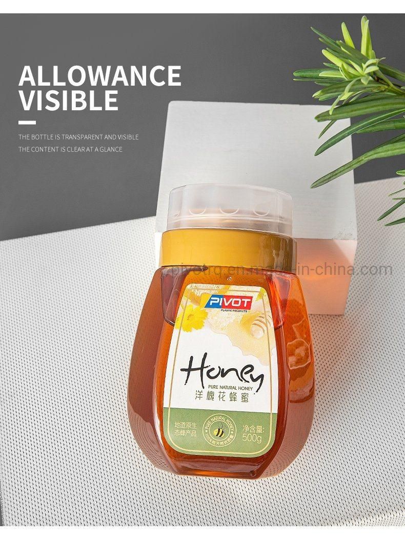 500g Wide Mouth Plastic Honey Bottle with 58mm Caps for Honey