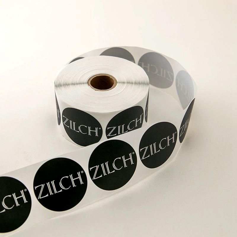 Rolling Printed Round Custom Round Paper Black Sticker for Wrapping Tissue Paper Packaging