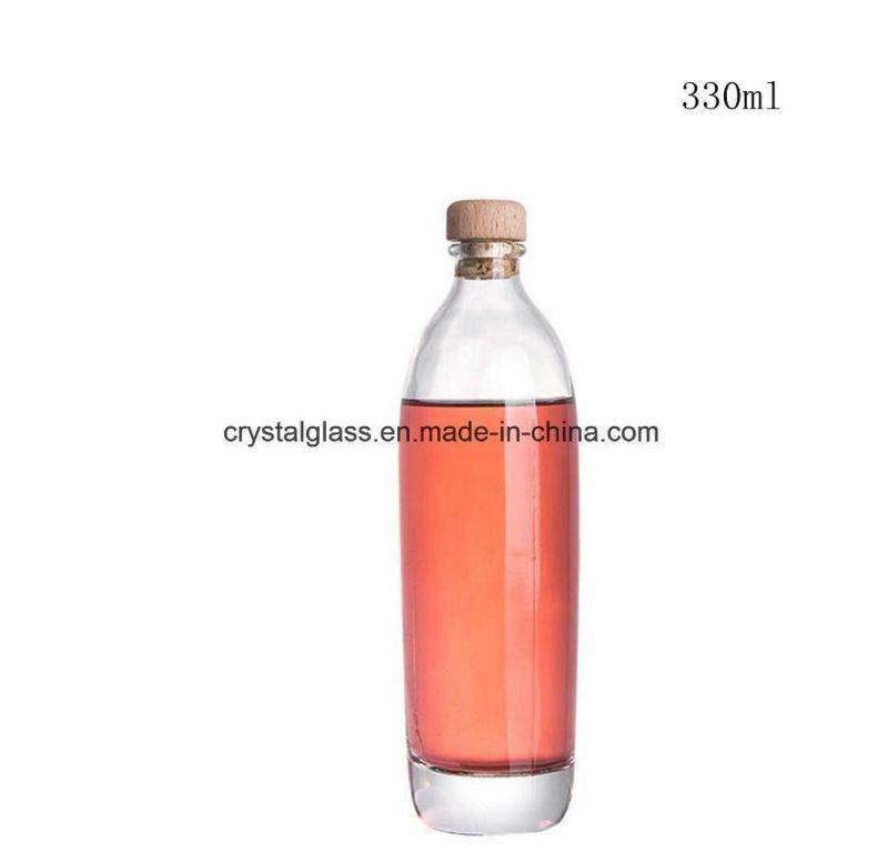 OEM Clear Glass Wine Bottle with Cork Lid 375ml 500ml