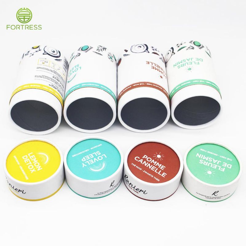 Aluminum Foil Inside Custom Paper Safety Packaging Canister Colorful Printed Food Tube for Loose Flower Tea Packing