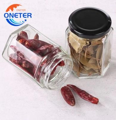 45ml/85ml/100ml/180ml/280ml/380ml/500ml Hexagon Storage Glass Bottle Honey Jar Glass Jam Jars