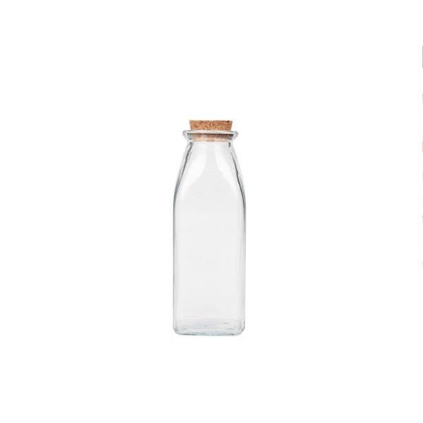 Square 330ml Juice Beverage Water Milk Tea Fruit Glass Bottles