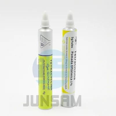 Long Nozzle Screw Open Orifice Pure Aluminum Foldable Tube Offset Printing Eye Cosmetic Ointment Pharmaceutical Packaging