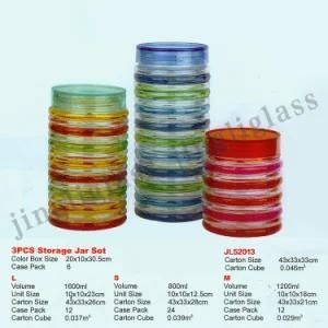 Spiral and Slender Glass Storage Jar with Colored Body