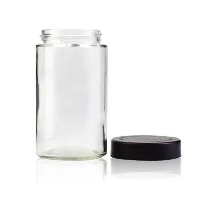 6 Oz 180ml Straight Side Clear Cosmetic Bottle Smell Proof Container Glass Jar Vitamin Remedy Flowers Jars with Child Proof Cap