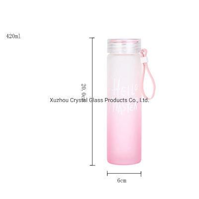 Colorful Letter Glass Water Bottle with Cloth Cover Frosted Portable Bottle Glass