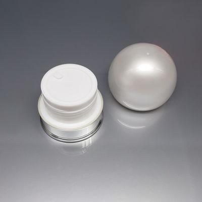 in Stock Low MOQ 5ml 15g 30ml 50ml Luxury White Plastic Jar Pearl Ball Shape Jars Cosmetic Pots