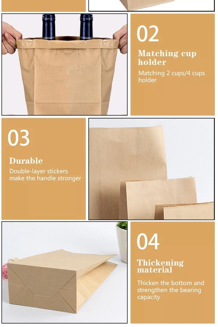 Biodegradble Packaging Food Grade Customized Craft Paper Bag Take Away Bolsas Personalizadas Bags