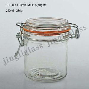 250ml Clip Cap Storage Glass Jar with Round Body
