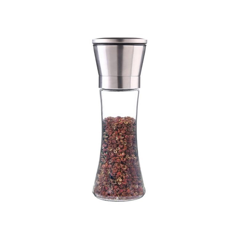 Custom 200ml Kitchen Salt Spice Glass Grinder Bottle with Manual Mills Cap