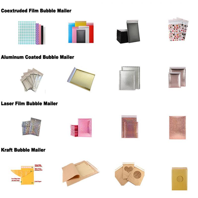 Aluminum Rose Gold Silver Packaging Envelope Mailers Bubble Poly Bubble Mailer