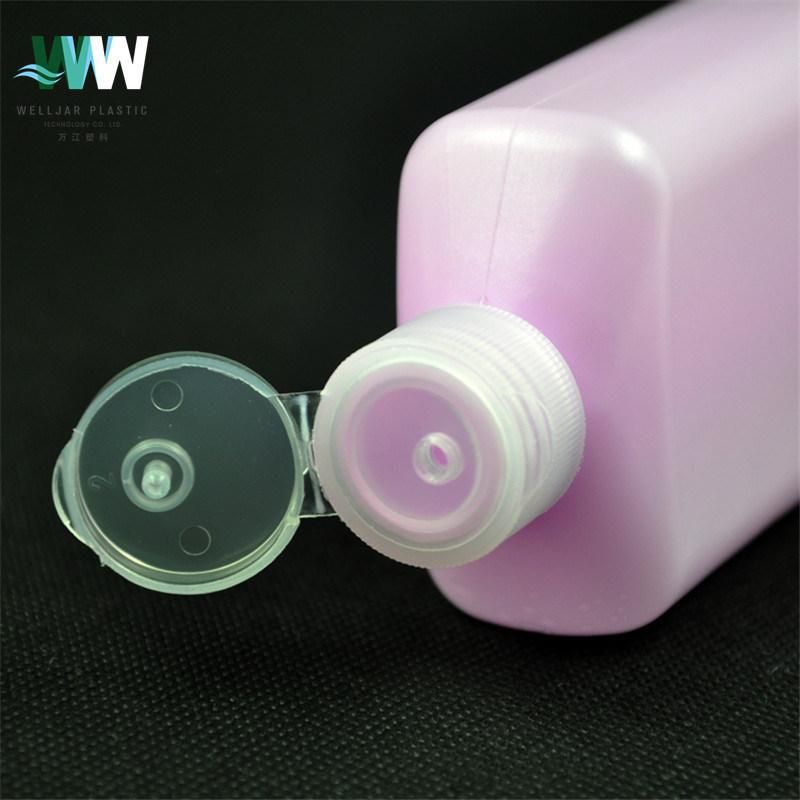 120ml PE Pink Flip Top Cover Empty Flat Square Bottle