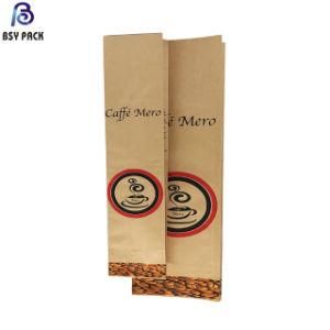 Customized Recycle Side Gusset Heat Seal Coffee Kraft Paper Packing Bag with Valve