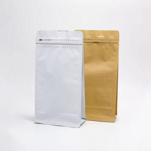 Vertical Moisture-Proof Sealable Kraft Paper Flat Bottom Coffee Bag Packaging