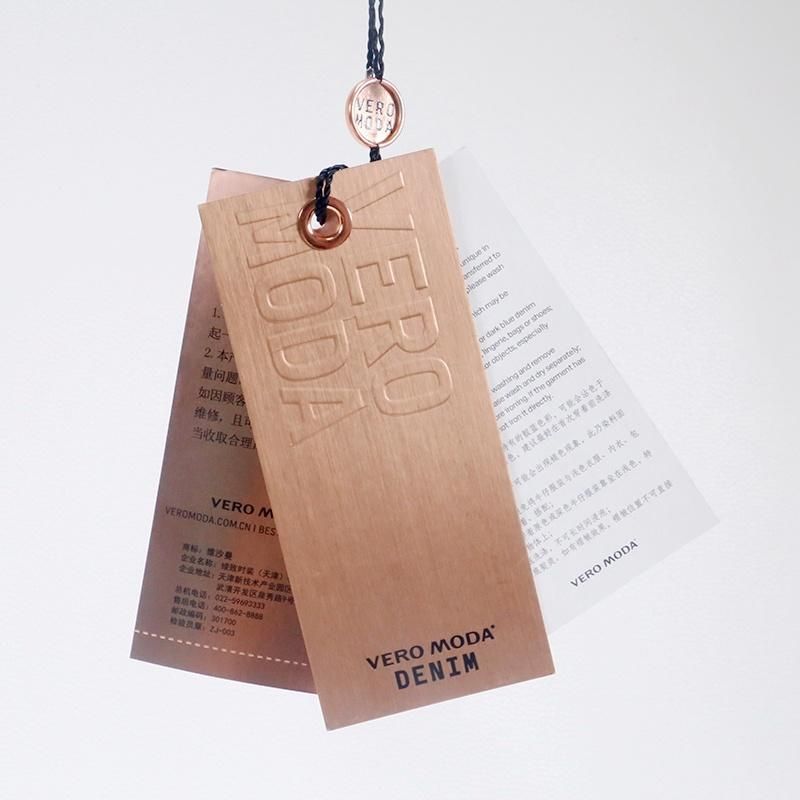 Luxury Design 1mm Embossed Rose Gold Paper Hang Tag for Famous Brand