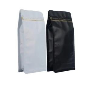 Custom 340g 500g Matt Black Finish Coffee Bag Coffee Bean Packaging Ziplock Bag with Valve and E-Zipper Logo Printing Aluminum Foil Bag