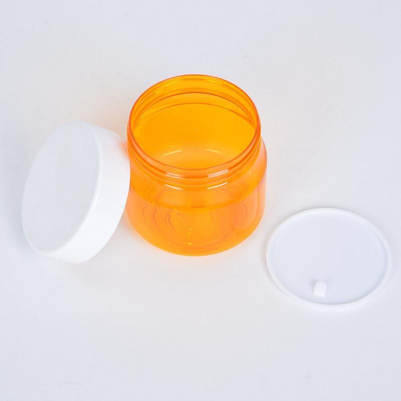 Empty Plastic Skincare Packaging 250ml Orange Cosmetic Body Scrub Cream Jar