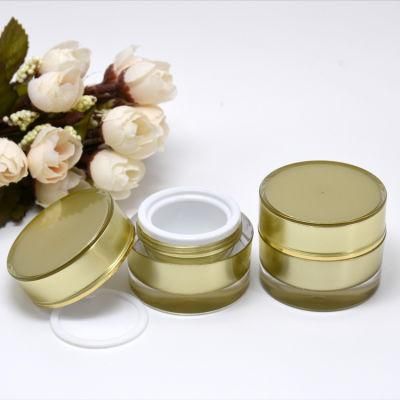 10g Golden Acrylic Double Wall Round Luxury Cosmetic Jar