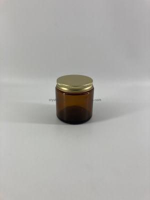 120ml Amber Color Glass Candle Jar with Metal Lid 4oz