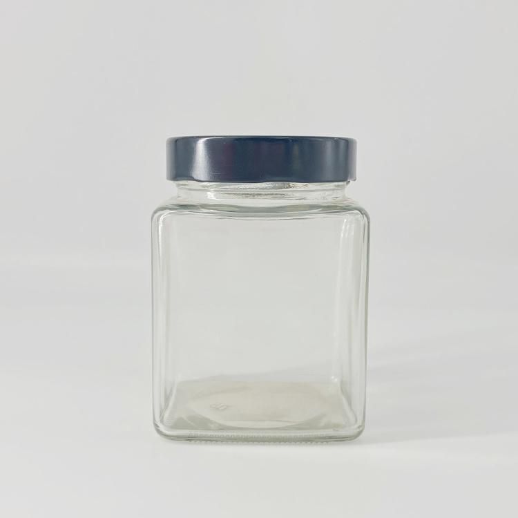 Deep Metal Lids 250ml Square Food Honey Pickles Kitchen Spices Jars Glass Jar