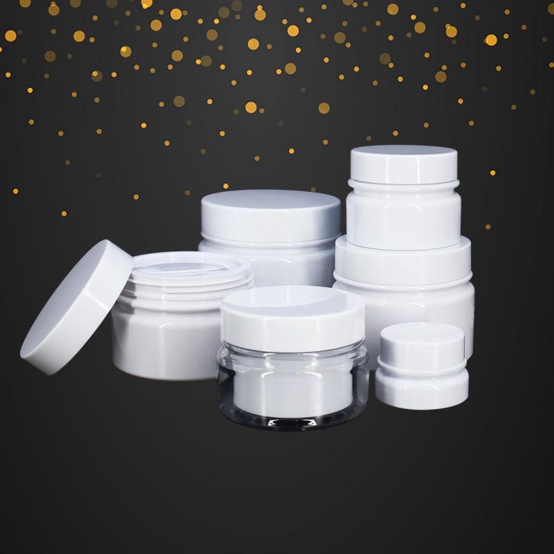 High Quality Double Wall Cosmetic Packaging Pet 150g 100g 50g 15g 450g 300g 250g 200g White Round Cream Jar