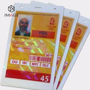20 Mil Pre Punched Holographic ID Badge Laminating Pouches with Holes