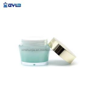 Manufacture Green Acrylic Jar with Shiny Gold Cap for Skin Care Cream