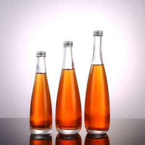 Empty Clear Round Glass Water Bottle 330ml 33cl Sparkling Drinking Glass Water Bottle with Metal Lid