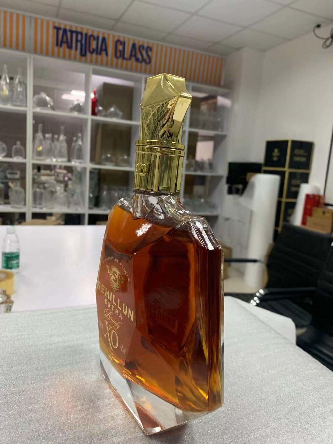 Wholesale Thick Base Classic High End 700ml 40oz Glass Liquor Spirit Wine Brandy Vodka Whisky Bottle