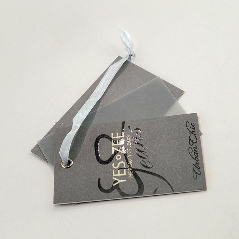 Black Foil Gray Color Logo 700GSM Paper Hangtag