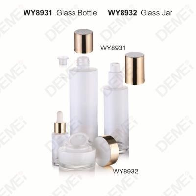 20/30/40/80/100/120/150/200/250ml 30/50/80/100g Cosmetic Skin Care Packaging White Straight Round Toner Lotion Glass Bottle and Cream Jar