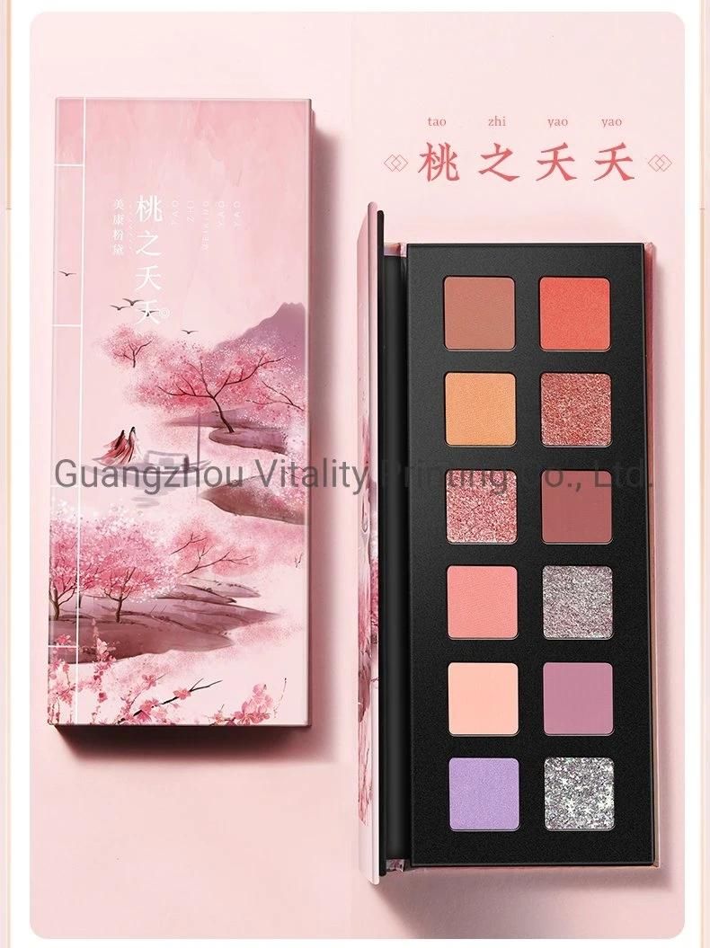 Low MOQ Many Colors Glitter Matte Makeup Eyeshadow Cardboard Paper Palette