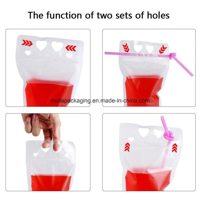 Biodegradable Wholesale Juice Custom Clear Plastic Zipper Pouch Stand up Pouch Food Bags