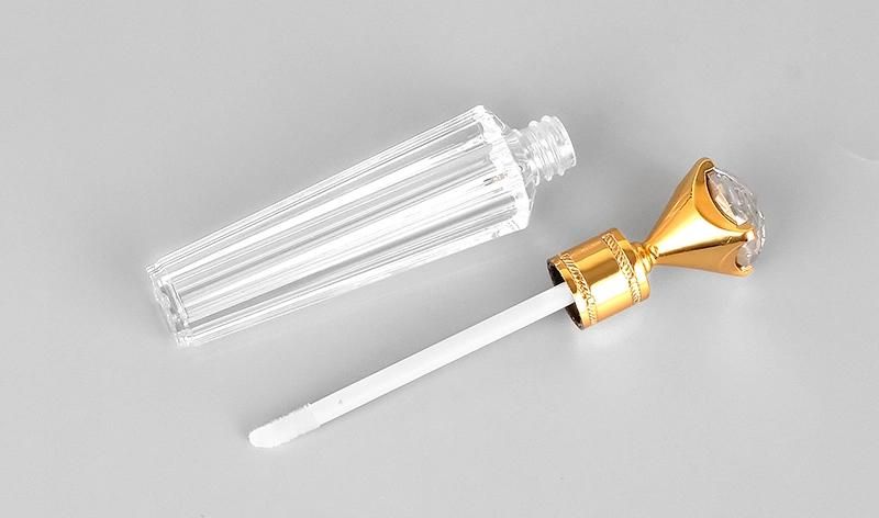 in Stock Luxury Clear Empty Plastic Lipgloss Tubes Diamond Shape Lip Gloss Tube with Big Brush