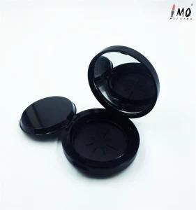 Round Matte Black Double Layers Compact Powder Case Cosmetic Container